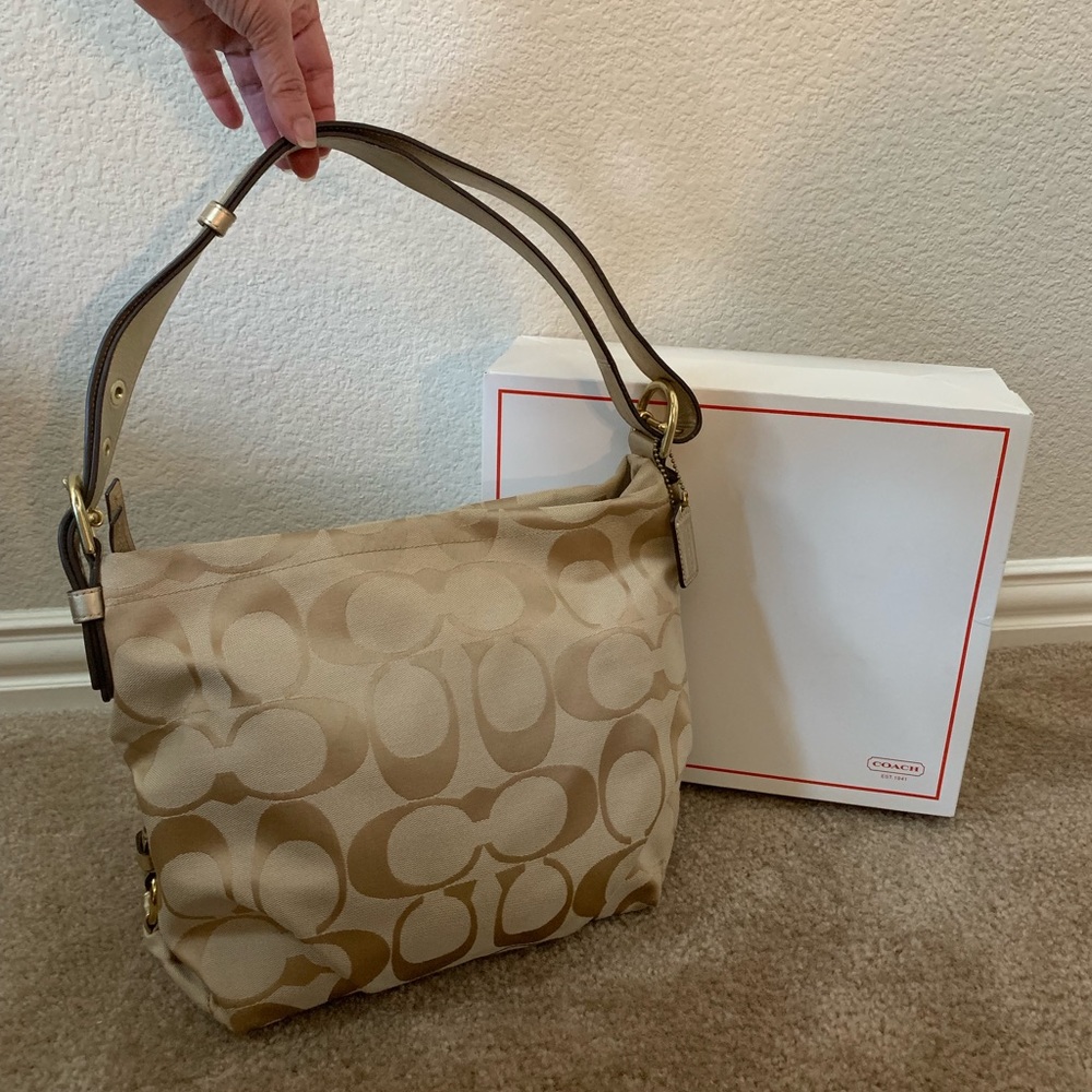 Coach signature jacquard hobo bag